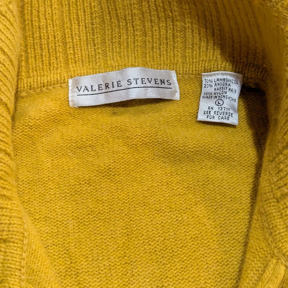 Vintage Mustard Yellow Knit Lambswool Angora Rabbit Hair Sweater Gold - Picture 7 of 9